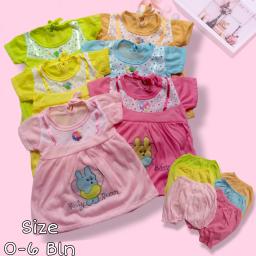 BR23685 - SET DRESS BAYI RABY BEAR - Hijau stabilo