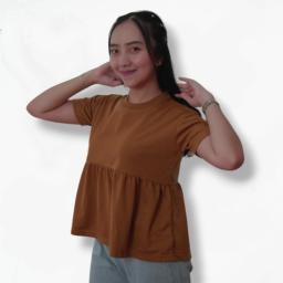 BR23705 - KAOS POLOS RUMBAI TOFFE LENGAN PENDEK - L