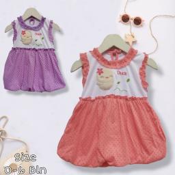 BR23716 - DRESS BAYI PEREMPUAN DUCK PDM - Peach