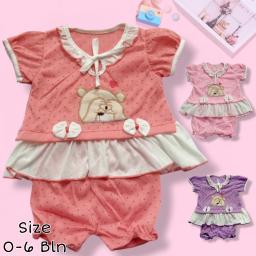 BR23758 - SET DRESS BAYI LOVE BEAR PITA - Peach