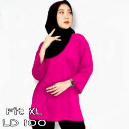 BR23786 - KAOS POLOS FUCHIA LENGAN 7/8 TSHIRT TUMBLR TEE SIZE XL