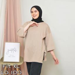 BR23789 - KAOS POLOS COKLAT SUSU LENGAN 7/8 TSHIRT TUMBLR TEE SIZE XL