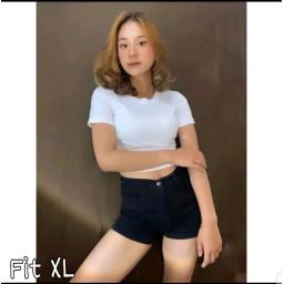 BR23858 - KAOS CROP TEE POLOS PUTIH SIZE XL