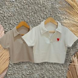 BR23863 - KAOS CROP RIB KNIT LOVE - Choco