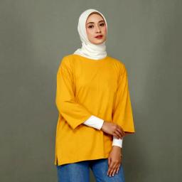 BR23966 - KAOS POLOS KUNING LENGAN 7/8 TSHIRT TUMBLR TEE SIZE XL