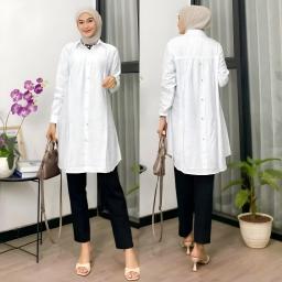 BR23978 - TUNIK POLOS LENGAN PANJANG WARNA PUTIH - Size XL