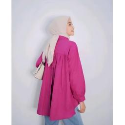 BR24000 - TUNIK POLOS LINEN FUCHIA