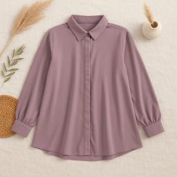 BR24046 - KEMEJA ELSA POLOS LAVENDER - 3
