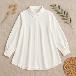 BR24048 - KEMEJA ELSA POLOS PUTIH - 2