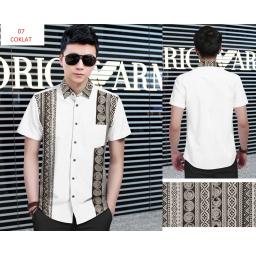 BR15264 - KEMEJA PRIA MAN 07 PUTIH COMBI COKLAT