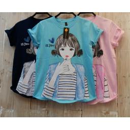 BR16358-1 - GIRL TSHIRT TUMBLR TEE - navy