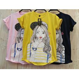 BR16694-3 - GIRL TSHIRT TUMBLR TEE - navy