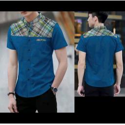 BR16804 - KEMEJA PRIA MAN 3723 TURKIS LENGAN PENDEK