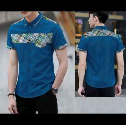 BR16808 - KEMEJA PRIA MAN 3724 TURKIS LENGAN PENDEK