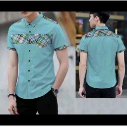 BR16809 - KEMEJA PRIA MAN 3724 BIRU SOFT LENGAN PENDEK