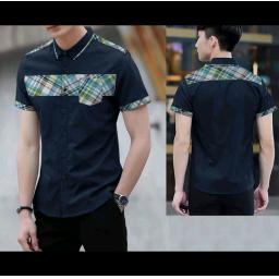 BR16810 - KEMEJA PRIA MAN 3724 NAVY LENGAN PENDEK