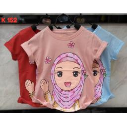 BR17199 - MUSLIMAH KAOS ANAK TSHIRT TUMBLR TEE - size M pink