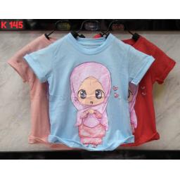 BR17202-1 - GIRL HIJAB KAOS ANAK TSHIRT TUMBLR TEE - size M pink