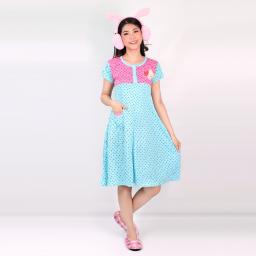 BR18248 - DASTER LOVE LENGAN PENDEK PINK COMBI BIRU