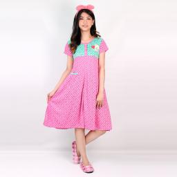 BR18249 - DASTER LOVE LENGAN PENDEK TOSCA COMBI PINK