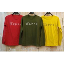 BR18435-1 - HAPPY TSHIRT TUMBLR TEE LENGAN PANJANG - merah