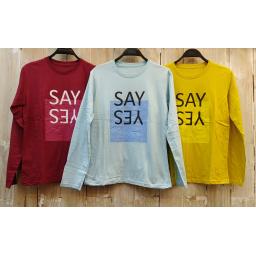 BR18436-1 - SAY YES TSHIRT TUMBLR TEE LENGAN PANJANG - maroon