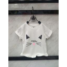 BR18521-1 - MEOW PUTIH KAOS ANAK TSHIRT TUMBLR TEE - size M