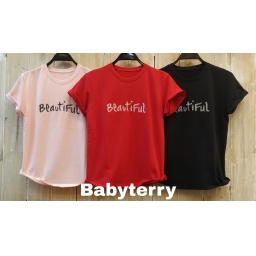 BR18983-4 - BEAUTIFUL TSHIRT TUMBLR TEE - size XL pink