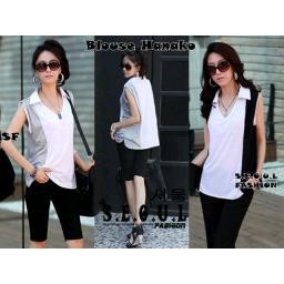 BR03157 - SALE 2855 bluase hanako - putih abu