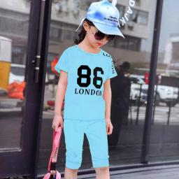 BR19083-2 - 86 LONDON BIRU SETELAN ANAK TSHIRT TUMBLR TEE - size L