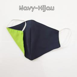 BR19241 - MASKER KAIN POLOS NAVY COMBI HIJAU