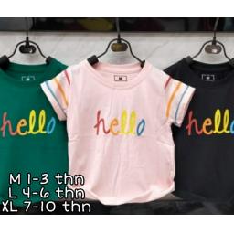 BR19595-2 - HELLO KAOS ANAK TSHIRT TUMBLR TEE - size M pink