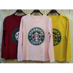 BR19734-2 - STARBUCKS COFFEE TSHIRT TUMBLR TEE LENGAN PANJANG - pink