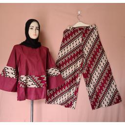 BR19909 - KULOT SET BATIK MAROON