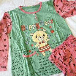 BR19975 - SETELAN BABYDOLL HAPPY BEAR HIJAU