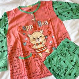BR19977 - SETELAN BABYDOLL HAPPY BEAR PINK