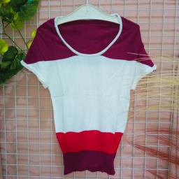 BR20262 - ATASAN RAJUT MAGENTA COMBI PUTIH