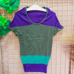 BR20263 - ATASAN RAJUT PURPLE COMBI ABU