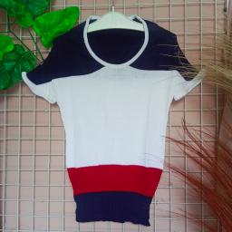 BR20266 - ATASAN RAJUT NAVY COMBI PUTIH