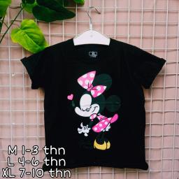 BR20332-3 - MINNIE MOUSE HITAM KAOS ANAK TSHIRT TUMBLR TEE - size XL