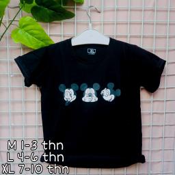 BR20334-3 - MICKEY HITAM KAOS ANAK TSHIRT TUMBLR TEE - size XL