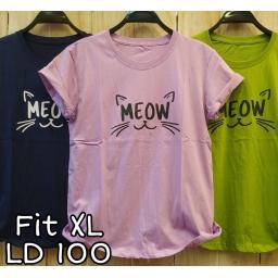 BR20956-3 - MEOW TSHIRT TUMBLR TEE SIZE XL - hijau olive