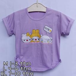 BR20960-3 - CUTE KITTY LILAC KAOS ANAK TSHIRT TUMBLR TEE - size XL