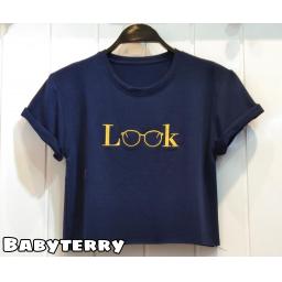 BR21049 - KAOS CROP TEE LOOK NAVY (BABYTERRY)