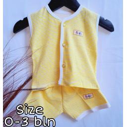BR21073 - SETELAN BAYI KANCING MOTIF GARIS KUNING
