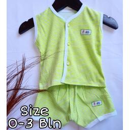 BR21074 - SETELAN BAYI KANCING MOTIF GARIS HIJAU
