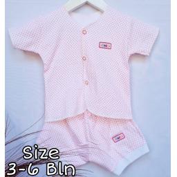 BR21084 - SETELAN BAYI KANCING MOTIF POLKADOT PINK