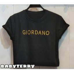 BR21096 - KAOS CROP TEE GIORDANO HITAM (BABYTERRY)