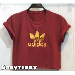 BR21099 - KAOS CROP TEE ADIDAS MAROON (BABYTERRY)