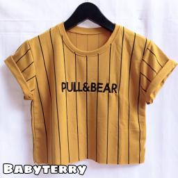 BR21101 - KAOS CROP TEE SALUR PULL & BEAR KUNYIT (BABYTERRY)